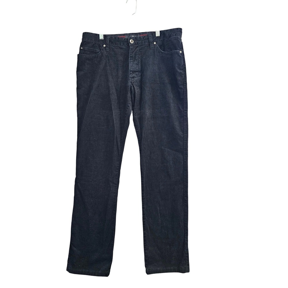 Victorinox Corduroy Pants‎ Mens 34x33 Black Solid Straight Leg Stretch Academic